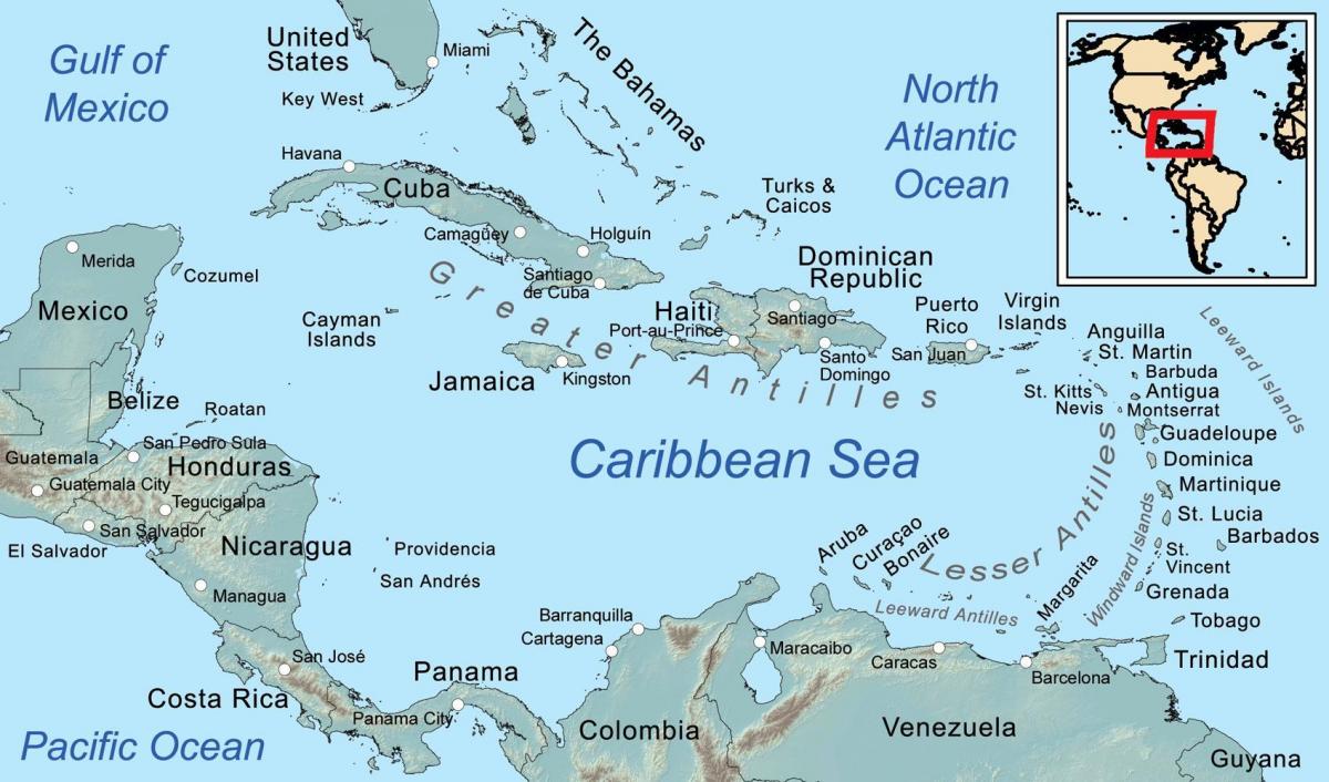 mappa del Belize e le isole circostanti