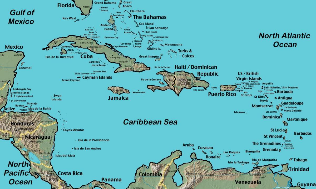 Mappa di Belize caraibi