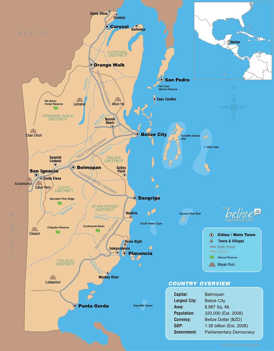 Mappa di Belize resort