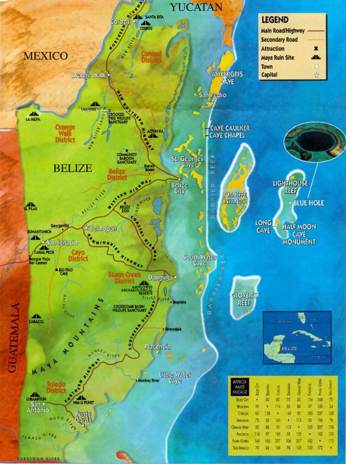 Belize rovine mappa