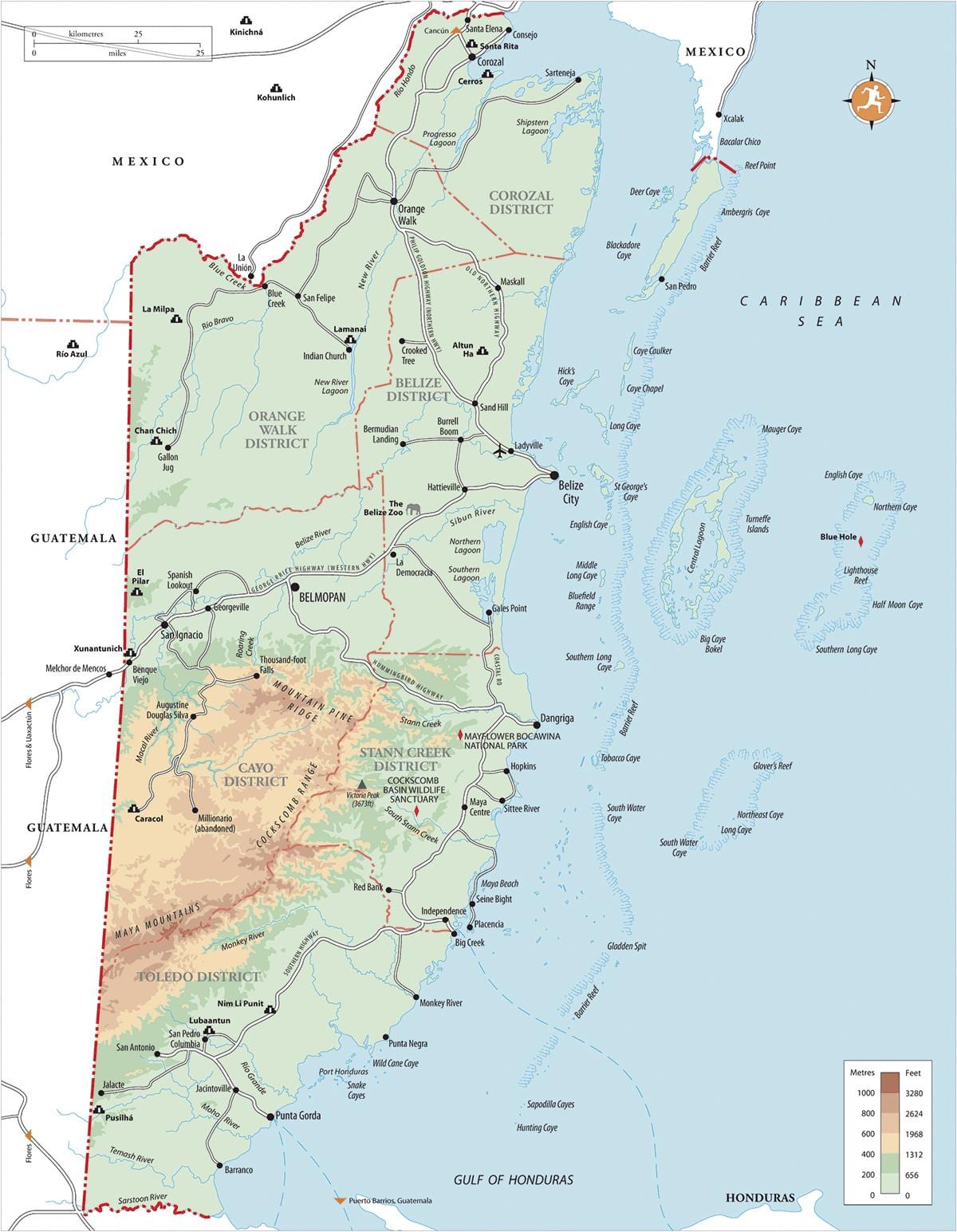 Mappa ofBelize villaggio turistico 