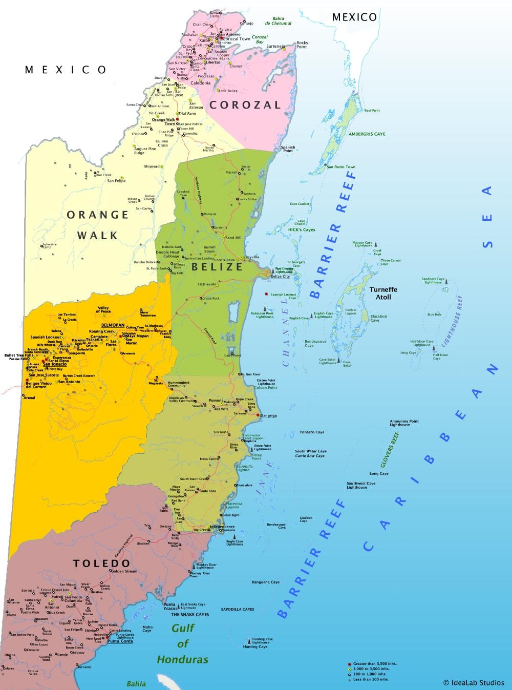 Mappa del Belize, villaggio