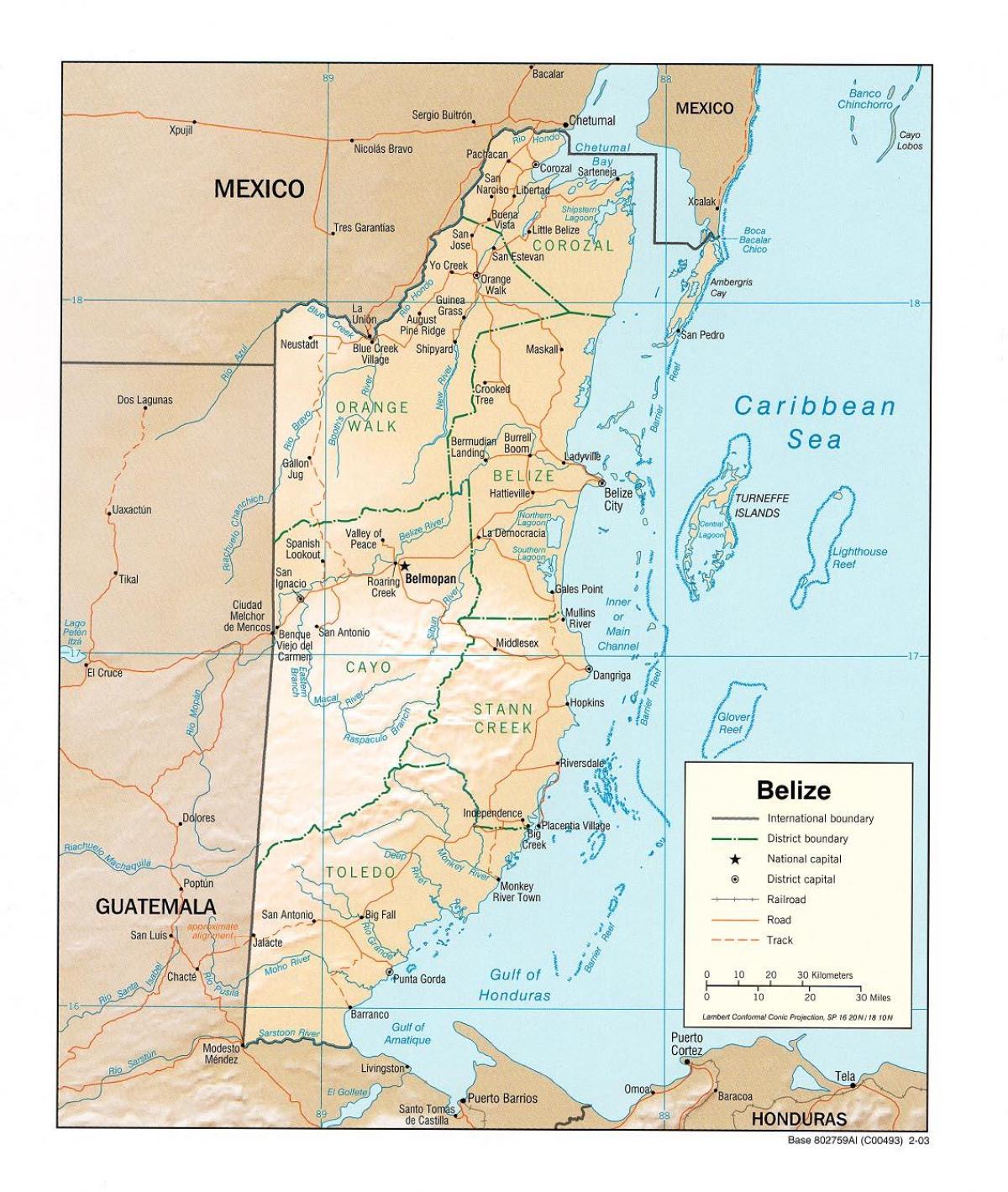 la mappa mostra Belize