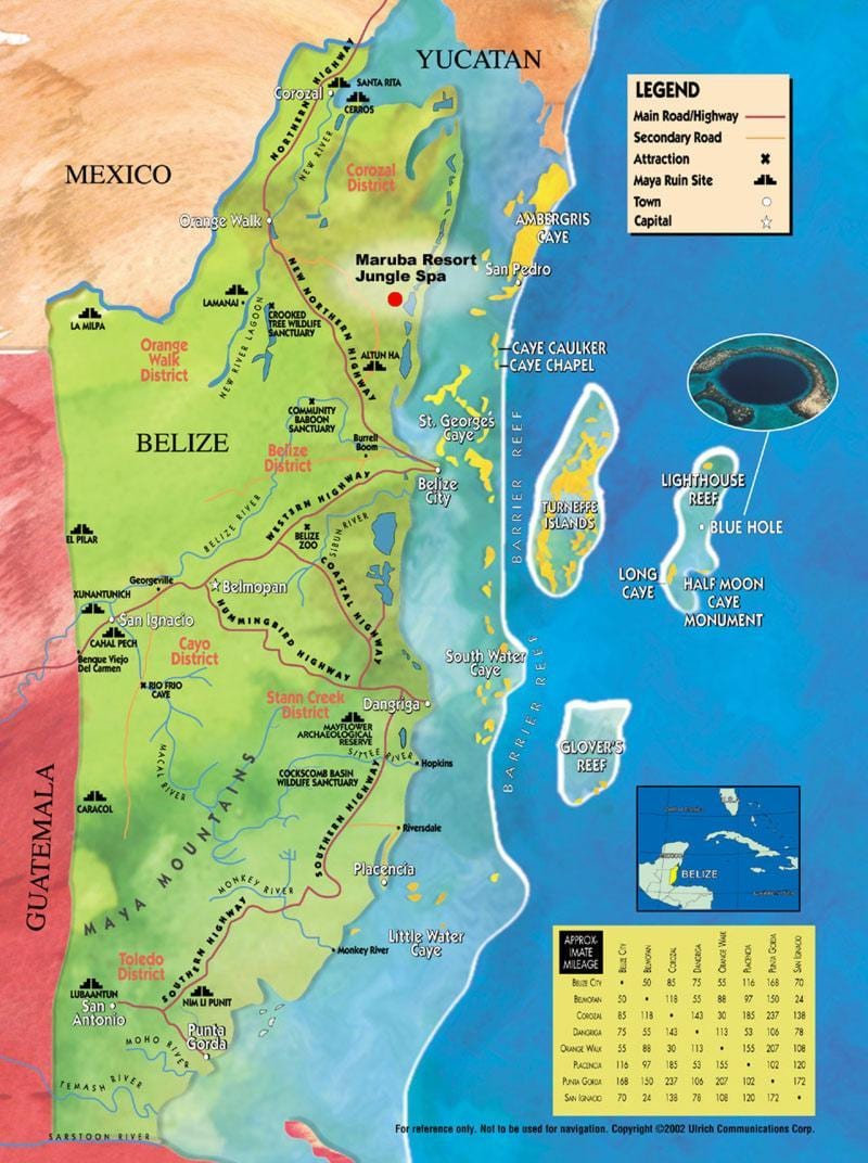 Mappa di tobacco caye, Belize