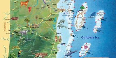 Mappa di Belize cascate 