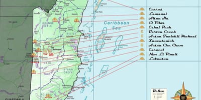 Mappa di Belize piramidi