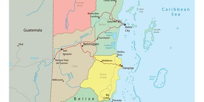 Mappa politica del Belize